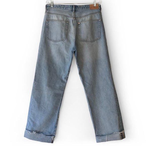 H&M frayed edge light wash denim straight leg jean - Picture 4 of 6